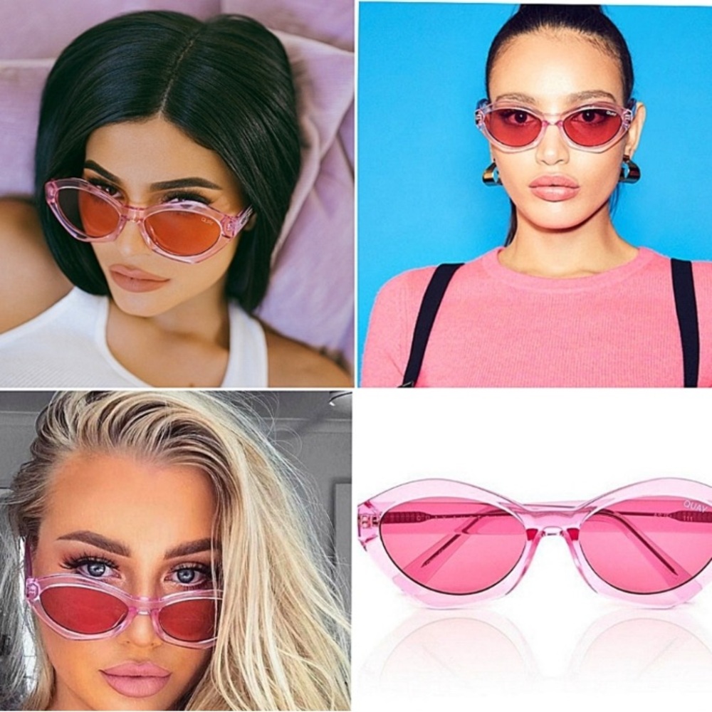 Quay Australia Pink Sunglasses Retro Cat Eye
